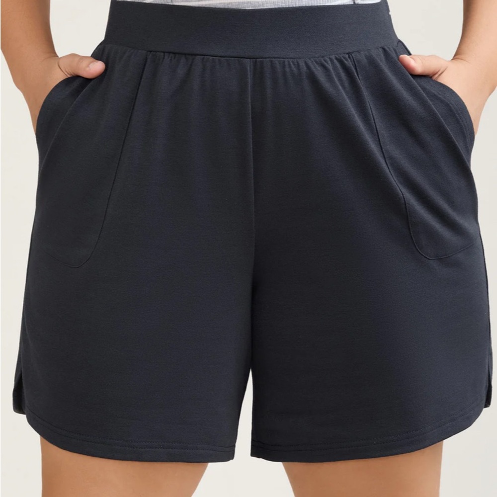 Basic Editions Black Shorts size 1X 100% cotton elastic waist